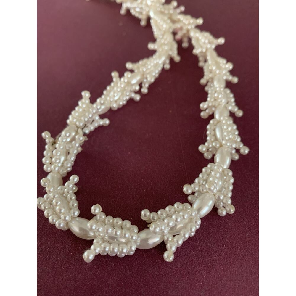 Wedding Bell Shaped White Pearl Beaded Necklace 24”